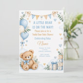 Teddybeer Babyshower Uitnodiging Aangepaste Naam (Staand voorkant)