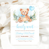 Teddybeer Babyshower Uitnodiging | Blauw & Bruin