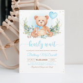 Teddybeer Babyshower Uitnodiging | Blauw & Bruin
