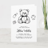 Teddybeer babyshower uitnodiging, Geslacht neutraa (Voorkant)