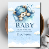 Teddybeer babyshower uitnodiging, jongens babyshow kaart
