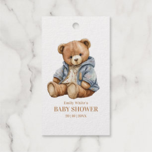 Teddybeer Babyshower Uitnodiging Kan nauwelijks wa Cadeaulabels