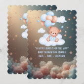 Teddybeer babyshower uitnodiging – Neutraal Boho (Voorkant / Achterkant)