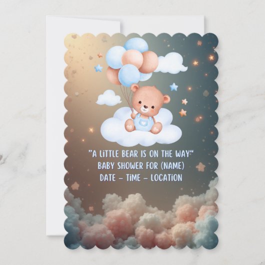 Teddybeer babyshower uitnodiging – Neutraal Boho (Voorkant)
