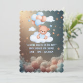 Teddybeer babyshower uitnodiging – Neutraal Boho (Staand voorkant)
