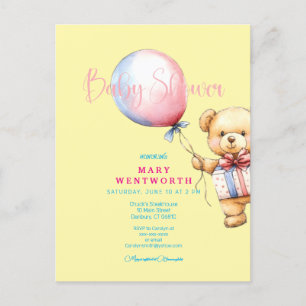 Teddybeer babyshower uitnodiging stijlvol chic