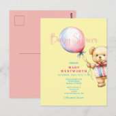 Teddybeer babyshower uitnodiging stijlvol chic (Voorkant / Achterkant)