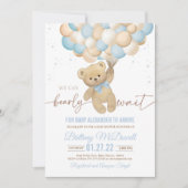 Teddybeer Babyshower Uitnodiging Wij kunnen het na (Voorkant)