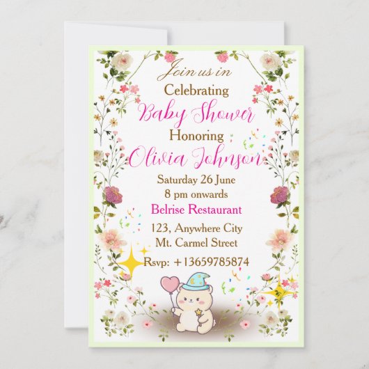 Teddybeer Babyshower Uitnodigingen (Voorkant)