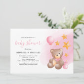 Teddybeer Babyshower Uitnodigingen (Staand voorkant)