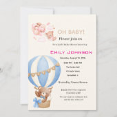 teddybeer babyshower uitnodigingen (Voorkant)