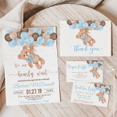 Teddybeer-babyshower We kunnen bijna niet wachten Ronde Sticker