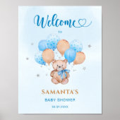 Teddybeer Babyshower Welkom Bord Poster (Voorkant)
