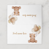 Teddybeer ballon 1e verjaardag Tent Place kaart Plaatskaartje (Buitenkant ongevouwen)