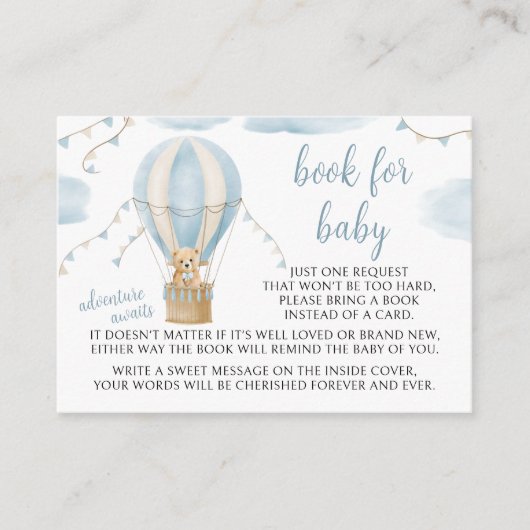 Teddybeer ballon baby shower boek voor baby kaart (Voorkant)