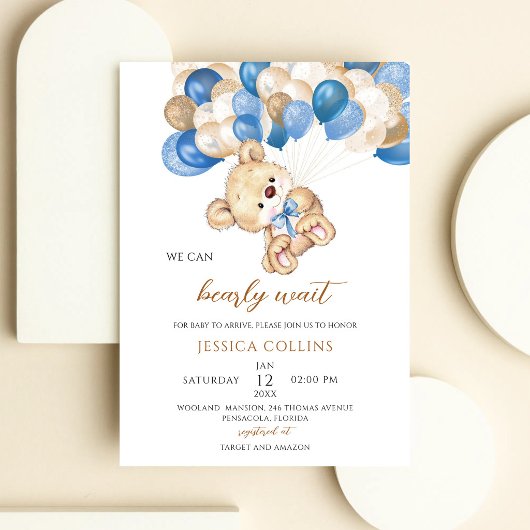 Teddybeer Ballon Baby Shower Kaart