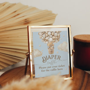 Teddybeer ballon Baby shower luier loterij Poster