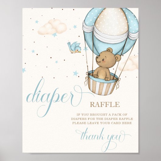 Teddybeer ballon Baby shower luier Raffle teken Poster (Voorkant)