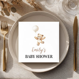 Teddybeer Ballon Baby Shower Servetten