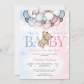 Teddybeer Ballon Baby Shower Uitnodiging (Voorkant)