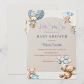 Teddybeer Ballon Baby Shower Uitnodiging (Voorkant / Achterkant)