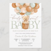 Teddybeer Ballon Baby Shower Uitnodiging (Voorkant)