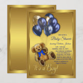 Teddybeer Ballon Baby Shower Uitnodiging (Voorkant / Achterkant)