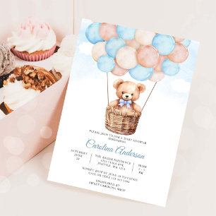 Teddybeer Ballon Baby Shower Uitnodiging