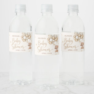 Teddybeer ballon Baby shower waterflesje label Waterfles Etiket