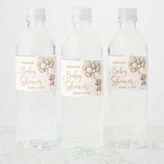 Teddybeer ballon Baby shower waterflesje label Waterfles Etiket (Flessen)