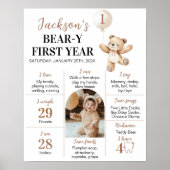 Teddybeer ballon Beary eerste jaar mijlpaal Poster (Voorkant)