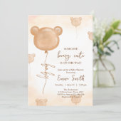 Teddybeer Ballon Beary Lieve Boho Baby Shower Kaart (Staand voorkant)