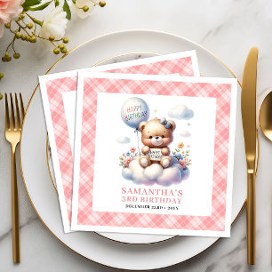 Teddybeer Ballon Blush Mooie Decoratie meisje verj Servet