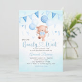 Teddybeer ballon Boho waterverf baby shower boy Kaart (Staand voorkant)