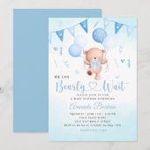Teddybeer ballon Boho waterverf baby shower boy Kaart (Voorkant / Achterkant)