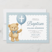 Teddybeer ballon doop uitnodiging (Voorkant)