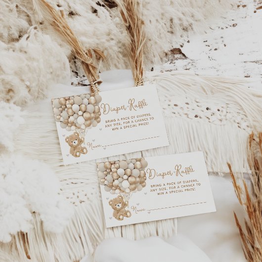 Teddybeer ballon hart Baby shower luier ticket Informatiekaartje