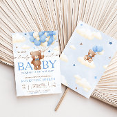 Teddybeer Ballon Jongen Baby Shower Uitnodiging