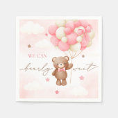 Teddybeer ballon meisje Baby shower servetten (Voorkant)