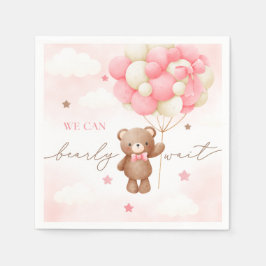Teddybeer ballon meisje Baby shower servetten