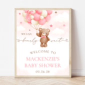 Teddybeer Ballon Meisje Baby Shower Welkom Bord Poster