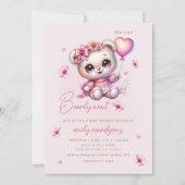 Teddybeer Ballon Meisje Haast Niet Baby Shower  Kaart (Voorkant)