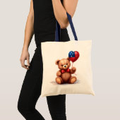 teddybeer & ballon met de Samoaanse vlag. Tote Bag (Voorkant (product))