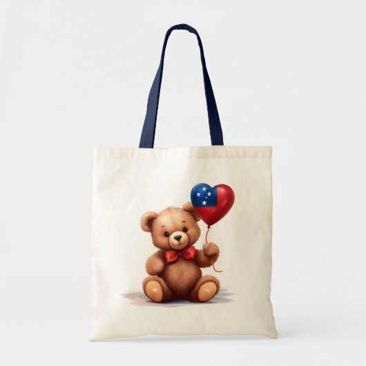 teddybeer & ballon met de Samoaanse vlag. Tote Bag (Voorkant)