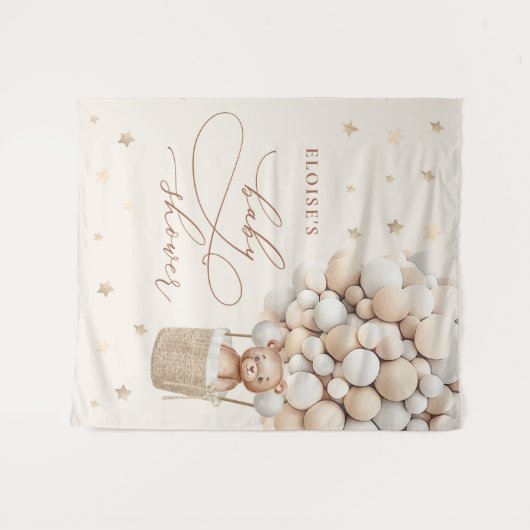 Teddybeer Ballon Neutrale Beerly Wait Baby Shower Wandkleed (Voorkant (horizontaal))