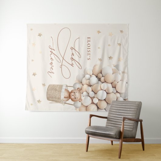 Teddybeer Ballon Neutrale Beerly Wait Baby Shower Wandkleed (In Situ (horizontaal))