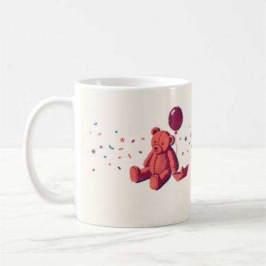 Teddybeer Ballon Risograph Mok (Links)