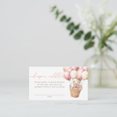 Teddybeer ballon roze Baby shower luier Raffle Informatiekaartje (Staand voorkant)