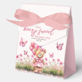 Teddybeer ballon roze vlinder meisje Baby shower Bedankdoosjes (Voorkant)