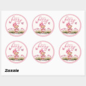 Teddybeer ballon roze vlinder meisje Baby shower Ronde Sticker (Vel)